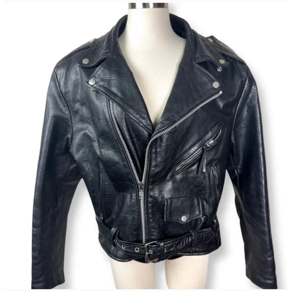 Vintage Wilsons Leather Black Jacket Motorcycle Biker Mad Max Thinsulate